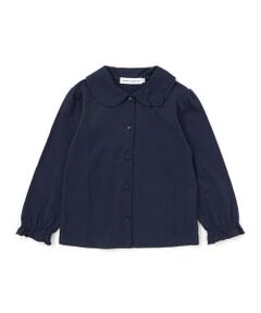 BeBe Petits Pois Vert / ベベ プチ ポワ ヴェール シャツ・ブラウス | 【店舗限定】襟付き花ワッペン刺しゅう天竺長袖ブラウス(95~150cm)