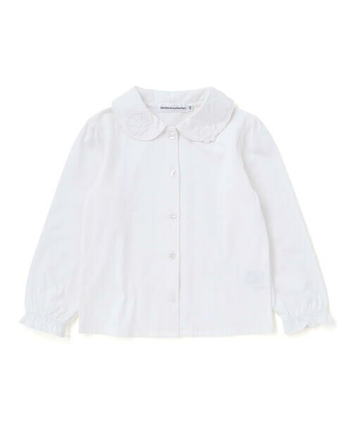 BeBe Petits Pois Vert / ベベ プチ ポワ ヴェール シャツ・ブラウス | 【店舗限定】襟付き花ワッペン刺しゅう天竺長袖ブラウス(95~150cm) | 詳細4