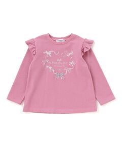 BeBe Petits Pois Vert / ベベ プチ ポワ ヴェール スウェット | 【店舗限定】ハートリボンプリント裏毛長袖トレーナー(95~150cm)