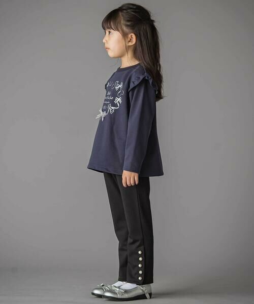 BeBe Petits Pois Vert / ベベ プチ ポワ ヴェール スウェット | 【店舗限定】ハートリボンプリント裏毛長袖トレーナー(95~150cm) | 詳細2