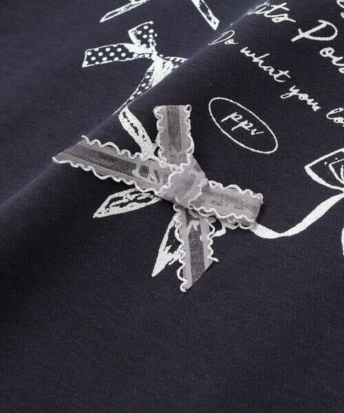 BeBe Petits Pois Vert / ベベ プチ ポワ ヴェール スウェット | 【店舗限定】ハートリボンプリント裏毛長袖トレーナー(95~150cm) | 詳細9