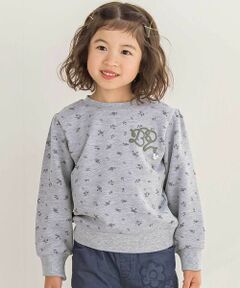 BeBe Petits Pois Vert / ベベ プチ ポワ ヴェール スウェット | 【店舗限定】花柄インクジェット裏毛長袖トレーナー(95~150cm)