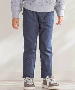 BeBe Petits Pois Vert / ベベ プチ ポワ ヴェール デニムパンツ | 【店舗限定】花パッチワークカラーデニムロングパンツ(95~150cm)