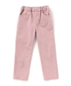 BeBe Petits Pois Vert / ベベ プチ ポワ ヴェール デニムパンツ | 【店舗限定】花パッチワークカラーデニムロングパンツ(95~150cm)
