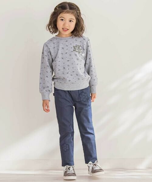 BeBe Petits Pois Vert / ベベ プチ ポワ ヴェール デニムパンツ | 【店舗限定】花パッチワークカラーデニムロングパンツ(95~150cm) | 詳細2