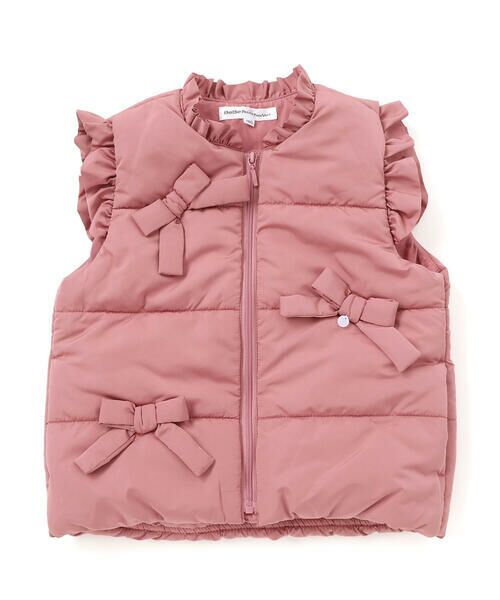 BeBe Petits Pois Vert / ベベ プチ ポワ ヴェール ベスト | 【店舗限定】リボンフリルタフタ中綿ベスト(95~150cm) | 詳細2