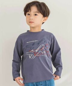 BeBe Petits Pois Vert / ベベ プチ ポワ ヴェール Tシャツ | 【店舗限定】飛行機発泡プリント天竺長袖Tシャツ(95~150cm)