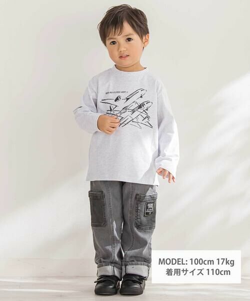 BeBe Petits Pois Vert / ベベ プチ ポワ ヴェール Tシャツ | 【店舗限定】飛行機発泡プリント天竺長袖Tシャツ(95~150cm) | 詳細5