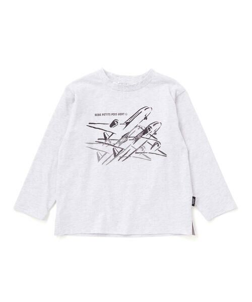BeBe Petits Pois Vert / ベベ プチ ポワ ヴェール Tシャツ | 【店舗限定】飛行機発泡プリント天竺長袖Tシャツ(95~150cm) | 詳細8