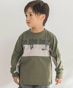 BeBe Petits Pois Vert / ベベ プチ ポワ ヴェール Tシャツ | 【店舗限定】フロッキープリント切り替え天竺長袖Tシャツ(95~150cm)