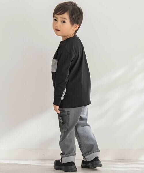 BeBe Petits Pois Vert / ベベ プチ ポワ ヴェール Tシャツ | 【店舗限定】フロッキープリント切り替え天竺長袖Tシャツ(95~150cm) | 詳細2