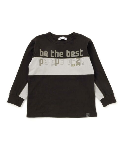 BeBe Petits Pois Vert / ベベ プチ ポワ ヴェール Tシャツ | 【店舗限定】フロッキープリント切り替え天竺長袖Tシャツ(95~150cm) | 詳細3