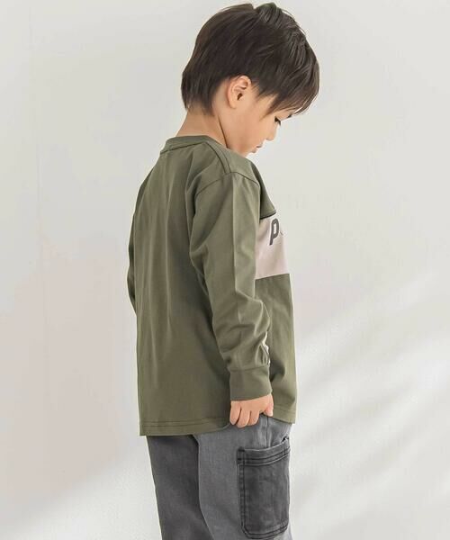 BeBe Petits Pois Vert / ベベ プチ ポワ ヴェール Tシャツ | 【店舗限定】フロッキープリント切り替え天竺長袖Tシャツ(95~150cm) | 詳細6