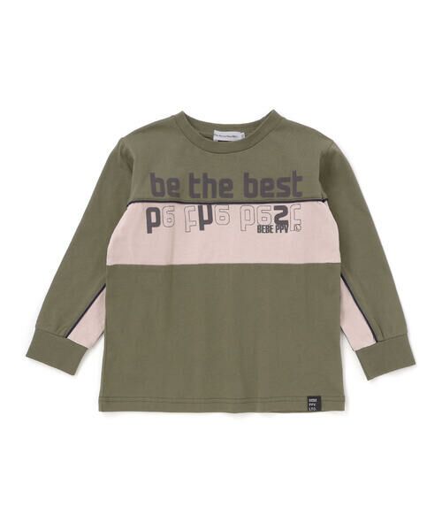 BeBe Petits Pois Vert / ベベ プチ ポワ ヴェール Tシャツ | 【店舗限定】フロッキープリント切り替え天竺長袖Tシャツ(95~150cm) | 詳細8