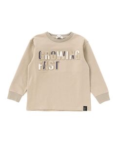 BeBe Petits Pois Vert / ベベ プチ ポワ ヴェール Tシャツ | 【店舗限定】インレイエンボスプリント長袖Tシャツ(95~150cm)