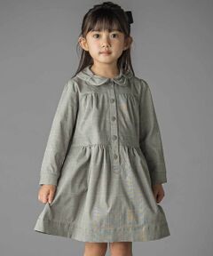 BeBe Petits Pois Vert / ベベ プチ ポワ ヴェール ミニ丈・ひざ丈ワンピース | グレンチェック襟リボンワンピース(95~150cm)