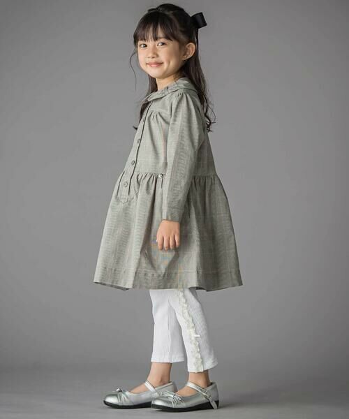 BeBe Petits Pois Vert / ベベ プチ ポワ ヴェール ミニ丈・ひざ丈ワンピース | グレンチェック襟リボンワンピース(95~150cm) | 詳細4