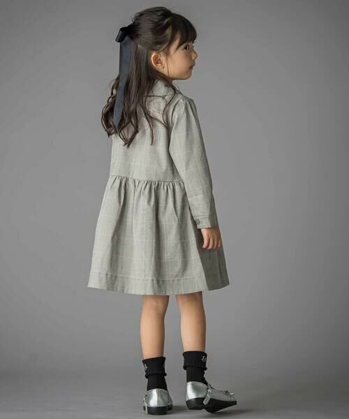 BeBe Petits Pois Vert / ベベ プチ ポワ ヴェール ミニ丈・ひざ丈ワンピース | グレンチェック襟リボンワンピース(95~150cm) | 詳細5