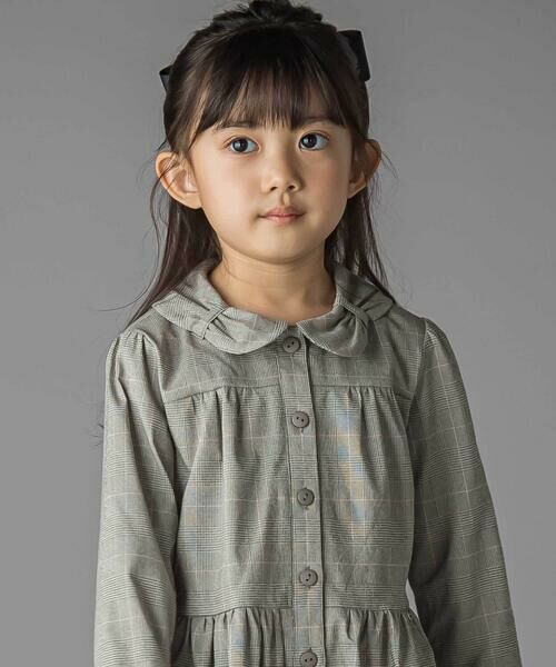 BeBe Petits Pois Vert / ベベ プチ ポワ ヴェール ミニ丈・ひざ丈ワンピース | グレンチェック襟リボンワンピース(95~150cm) | 詳細7