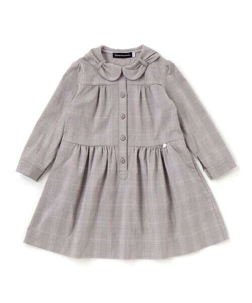 BeBe Petits Pois Vert / ベベ プチ ポワ ヴェール ミニ丈・ひざ丈ワンピース | グレンチェック襟リボンワンピース(95~150cm) | 詳細8