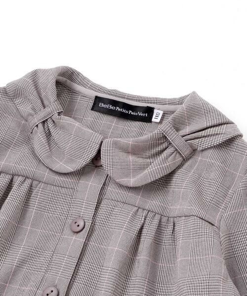 BeBe Petits Pois Vert / ベベ プチ ポワ ヴェール ミニ丈・ひざ丈ワンピース | グレンチェック襟リボンワンピース(95~150cm) | 詳細10