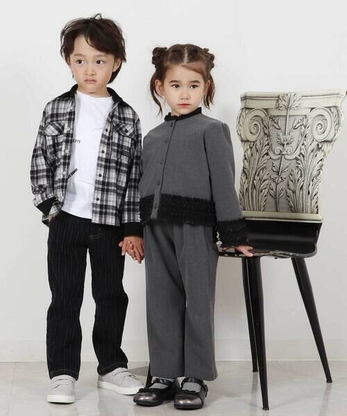 BeBe Petits Pois Vert / ベベ プチ ポワ ヴェール セットアップ | シフォンフリルブラウス+ロングパンツセットアップ(95~150cm) | 詳細17