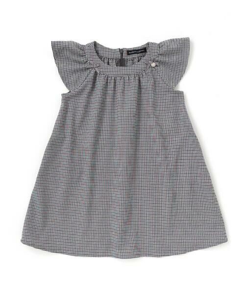 BeBe Petits Pois Vert/ベベ プチ ポワ ヴェール 千鳥チェックラグランギャザースリーブワンピース(95~150cm) ブラック系 100cm BeBe Petits Pois Vert/ベベ プチ ポワ ヴェール 千鳥チェックラグランギャザースリーブワンピース(95~150cm) ブラック系 100cm