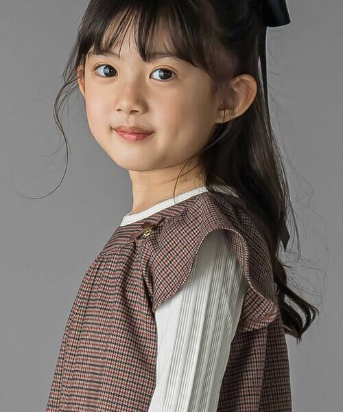 BeBe Petits Pois Vert / ベベ プチ ポワ ヴェール ミニ丈・ひざ丈ワンピース | 千鳥チェックラグランギャザースリーブワンピース(95~150cm) | 詳細6