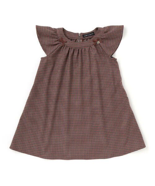 BeBe Petits Pois Vert / ベベ プチ ポワ ヴェール ミニ丈・ひざ丈ワンピース | 千鳥チェックラグランギャザースリーブワンピース(95~150cm) | 詳細7