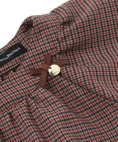 BeBe Petits Pois Vert / ベベ プチ ポワ ヴェール ミニ丈・ひざ丈ワンピース | 千鳥チェックラグランギャザースリーブワンピース(95~150cm) | 詳細10