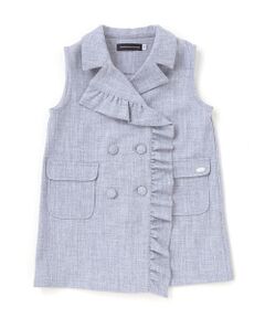 BeBe Petits Pois Vert / ベベ プチ ポワ ヴェール ベスト | フリルトレンチ風ジレ(95~150cm)