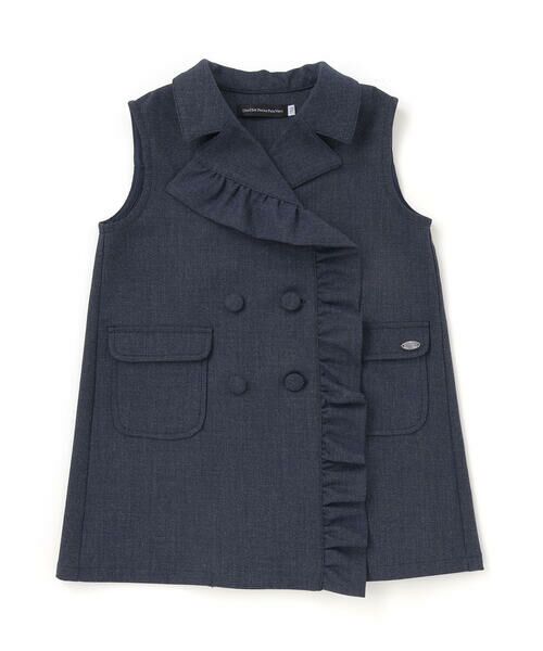BeBe Petits Pois Vert / ベベ プチ ポワ ヴェール ベスト | フリルトレンチ風ジレ(95~150cm) | 詳細6