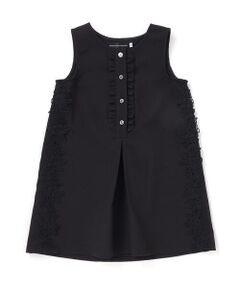 BeBe Petits Pois Vert / ベベ プチ ポワ ヴェール ミニ丈・ひざ丈ワンピース | 【お揃い】フリル＆花レースAラインワンピース(95~150cm)