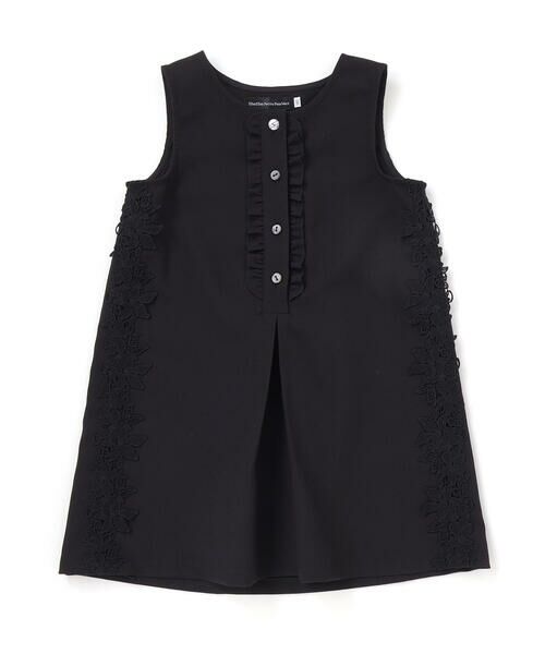 BeBe Petits Pois Vert / ベベ プチ ポワ ヴェール ミニ丈・ひざ丈ワンピース | 【お揃い】フリル&花レースAラインワンピース(95~150cm) | 詳細1