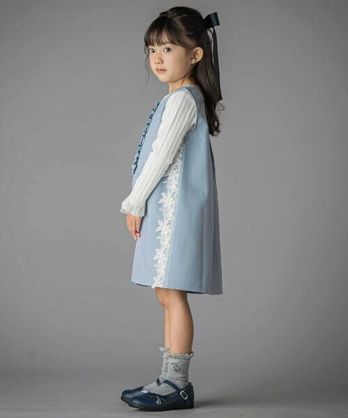 BeBe Petits Pois Vert / ベベ プチ ポワ ヴェール ミニ丈・ひざ丈ワンピース | 【お揃い】フリル&花レースAラインワンピース(95~150cm) | 詳細5