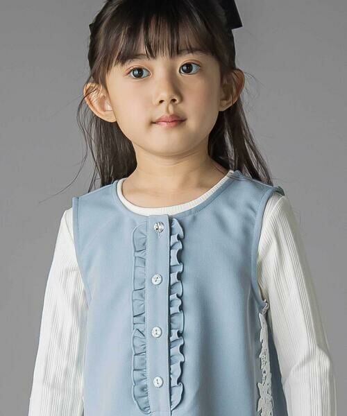 BeBe Petits Pois Vert / ベベ プチ ポワ ヴェール ミニ丈・ひざ丈ワンピース | 【お揃い】フリル&花レースAラインワンピース(95~150cm) | 詳細7