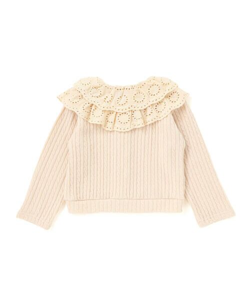 BeBe Petits Pois Vert / ベベ プチ ポワ ヴェール テーラードジャケット | なわ編みニット襟フリルカーディガン(95~150cm) | 詳細6