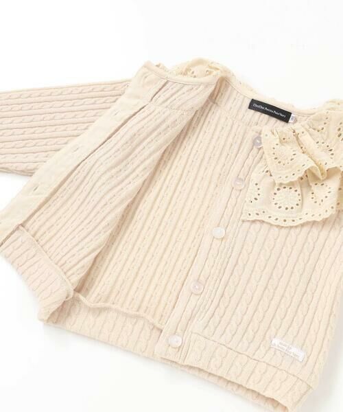 BeBe Petits Pois Vert / ベベ プチ ポワ ヴェール テーラードジャケット | なわ編みニット襟フリルカーディガン(95~150cm) | 詳細11