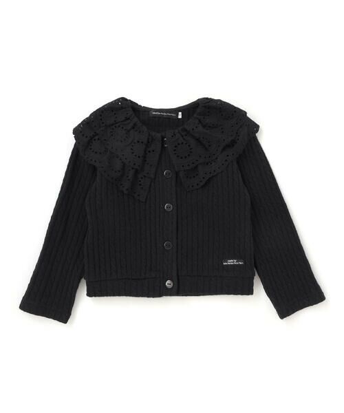 BeBe Petits Pois Vert / ベベ プチ ポワ ヴェール テーラードジャケット | なわ編みニット襟フリルカーディガン(95~150cm) | 詳細18