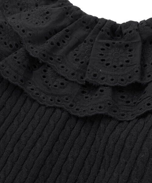 BeBe Petits Pois Vert / ベベ プチ ポワ ヴェール テーラードジャケット | なわ編みニット襟フリルカーディガン(95~150cm) | 詳細20