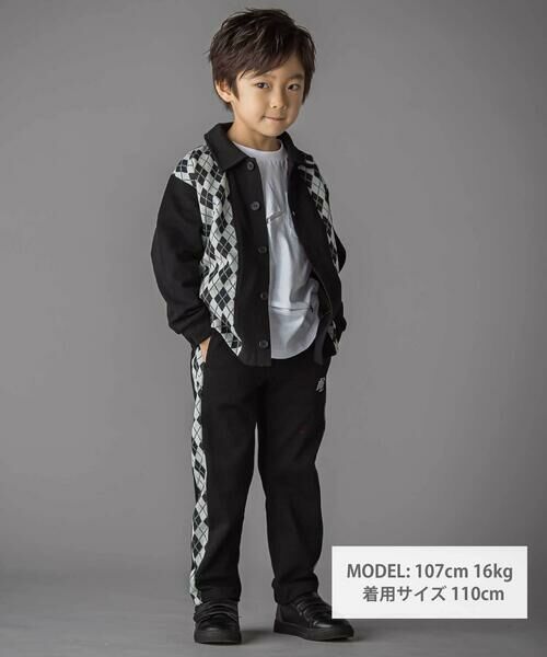 BeBe Petits Pois Vert / ベベ プチ ポワ ヴェール テーラードジャケット | 【お揃い】アーガイル+裏毛切り替え襟付きカーディガン(95~150cm) | 詳細1