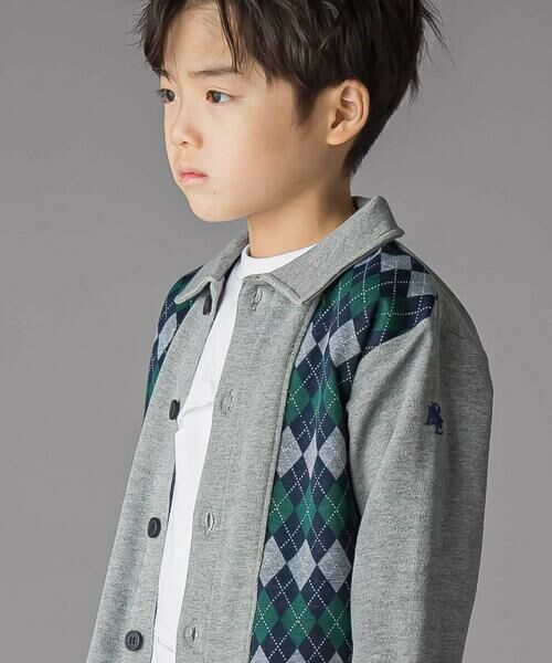 BeBe Petits Pois Vert / ベベ プチ ポワ ヴェール テーラードジャケット | 【お揃い】アーガイル+裏毛切り替え襟付きカーディガン(95~150cm) | 詳細9