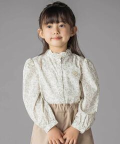 BeBe Petits Pois Vert / ベベ プチ ポワ ヴェール シャツ・ブラウス | スカラップ襟ブロード花柄シャツ(110~150cm)