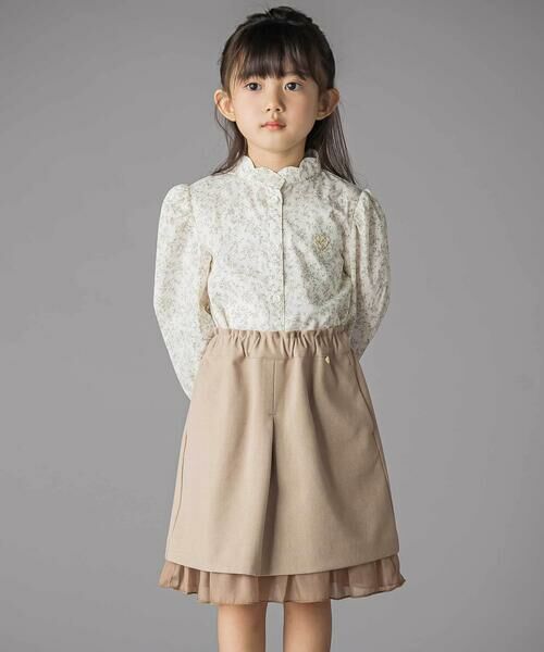 BeBe Petits Pois Vert / ベベ プチ ポワ ヴェール シャツ・ブラウス | スカラップ襟ブロード花柄シャツ(110~150cm) | 詳細2