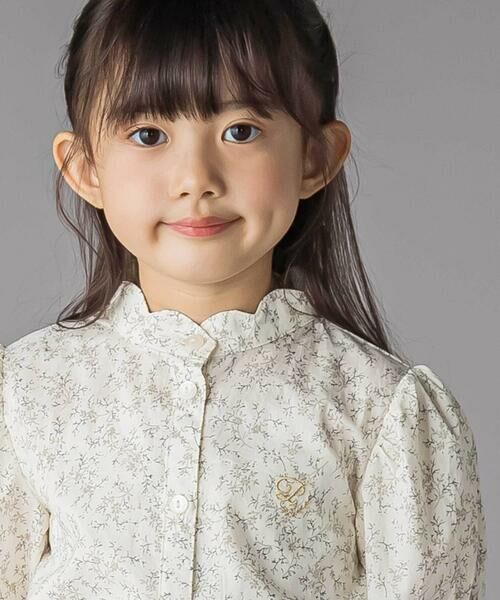 BeBe Petits Pois Vert / ベベ プチ ポワ ヴェール シャツ・ブラウス | スカラップ襟ブロード花柄シャツ(110~150cm) | 詳細4