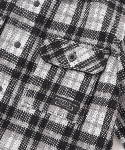 BeBe Petits Pois Vert / ベベ プチ ポワ ヴェール シャツ・ブラウス | 配色切り替えニットチェックシャツ(95~150cm) | 詳細7