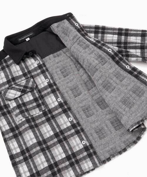 BeBe Petits Pois Vert / ベベ プチ ポワ ヴェール シャツ・ブラウス | 配色切り替えニットチェックシャツ(95~150cm) | 詳細9