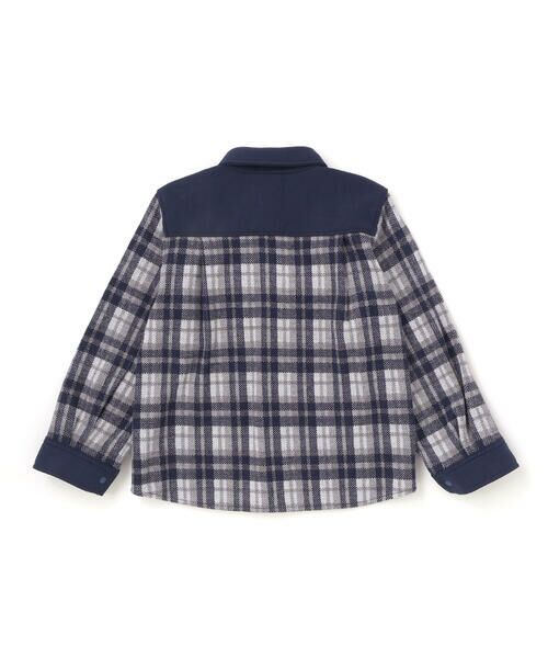 BeBe Petits Pois Vert / ベベ プチ ポワ ヴェール シャツ・ブラウス | 配色切り替えニットチェックシャツ(95~150cm) | 詳細15