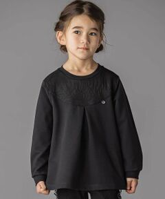 BeBe Petits Pois Vert / ベベ プチ ポワ ヴェール スウェット | 花ストレッチフロントプリーツAライントレーナー(95~160cm)