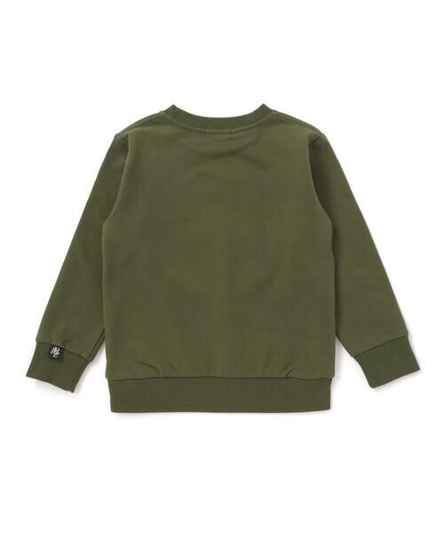 BeBe Petits Pois Vert / ベベ プチ ポワ ヴェール スウェット | 配色斜め切り替えエンボス加工トレーナー(95~150cm) | 詳細4